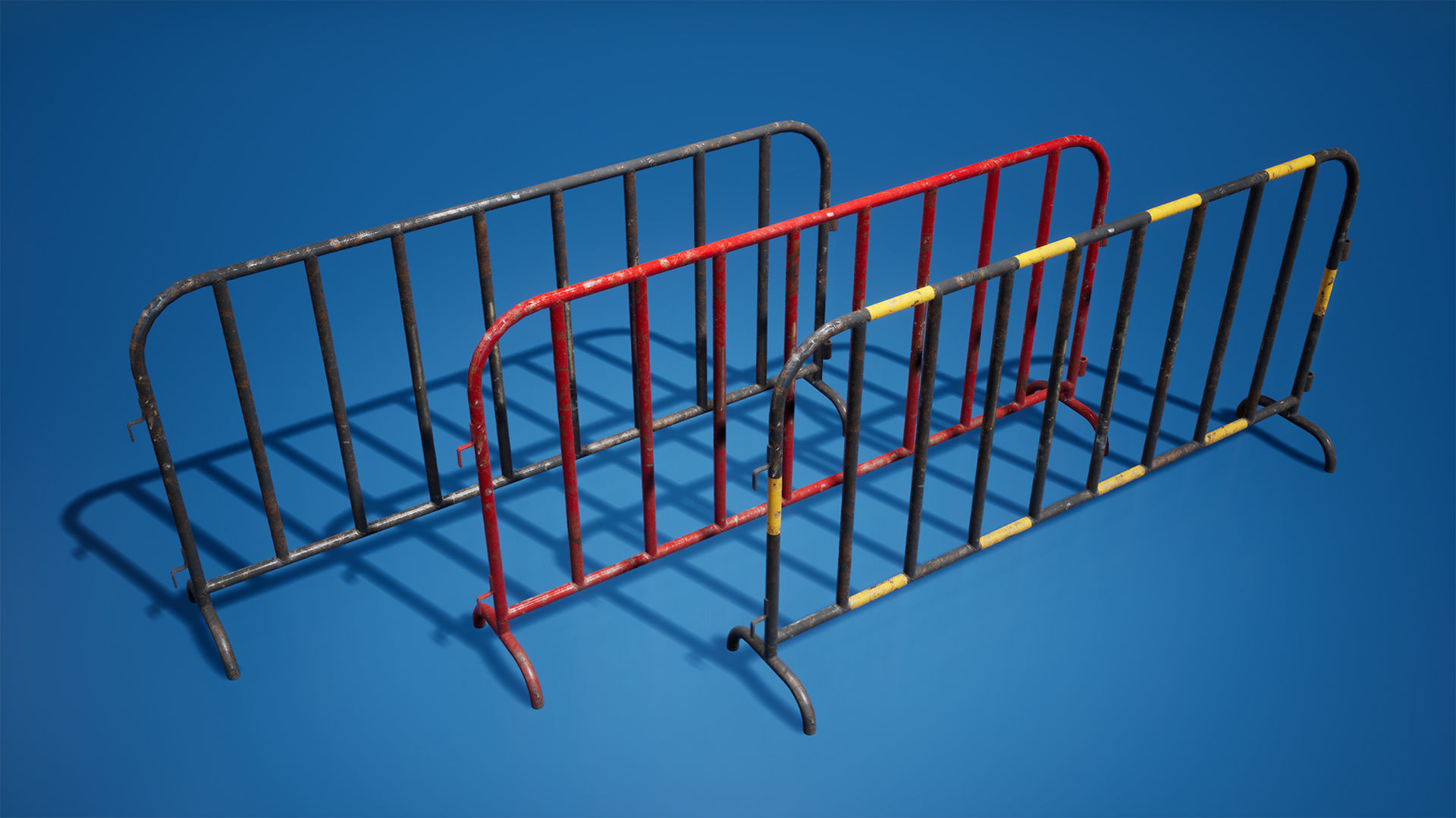 Traffic barriers Low-poly 3D model_8