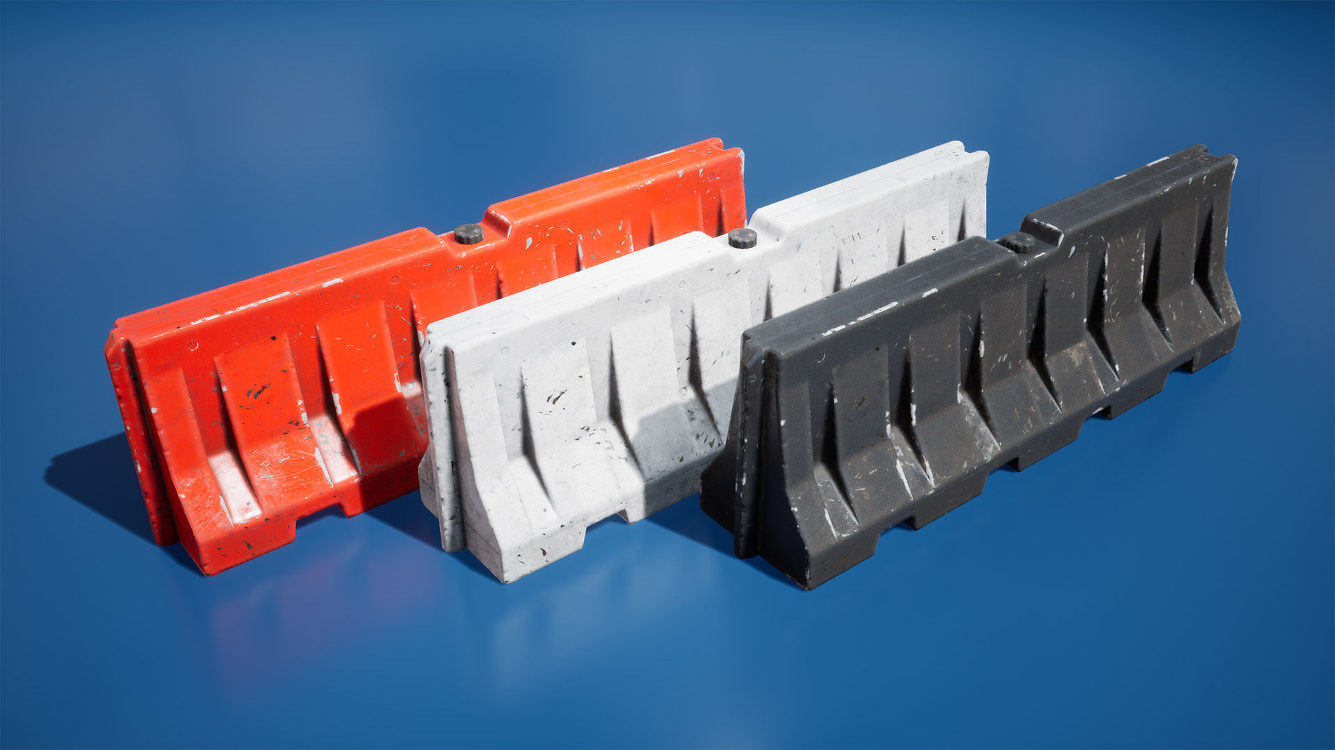 Traffic barriers Low-poly 3D model_9