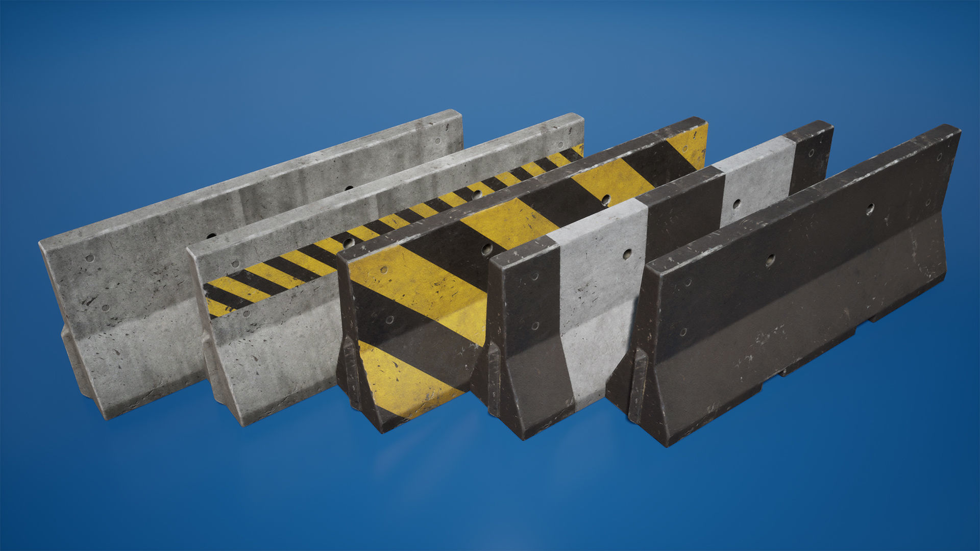 Traffic barriers Low-poly 3D model_1