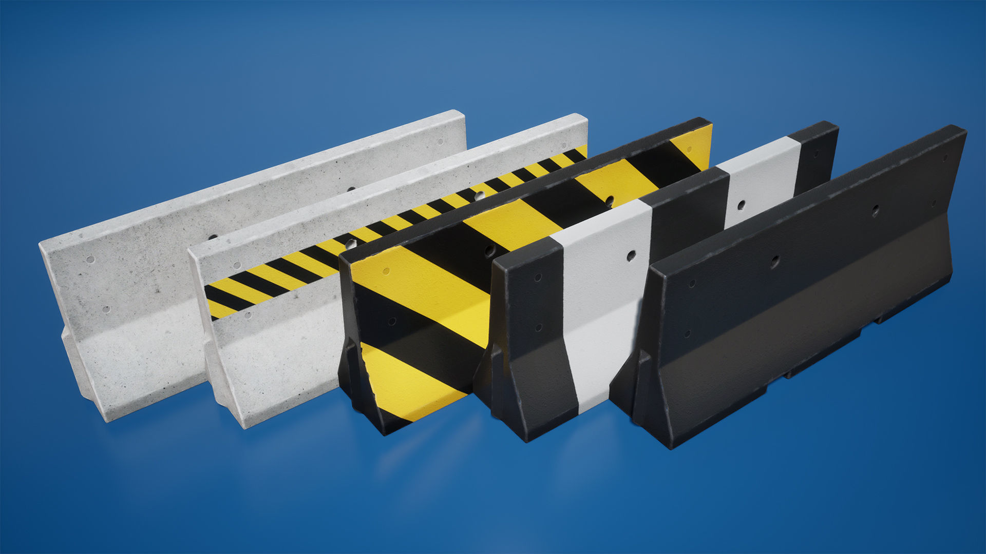 Traffic barriers Low-poly 3D model_2