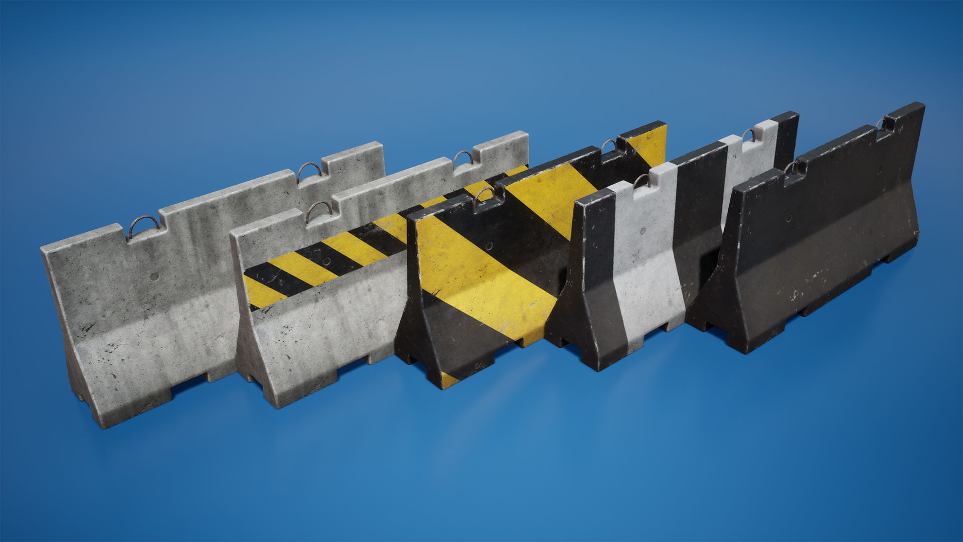 Traffic barriers Low-poly 3D model_3