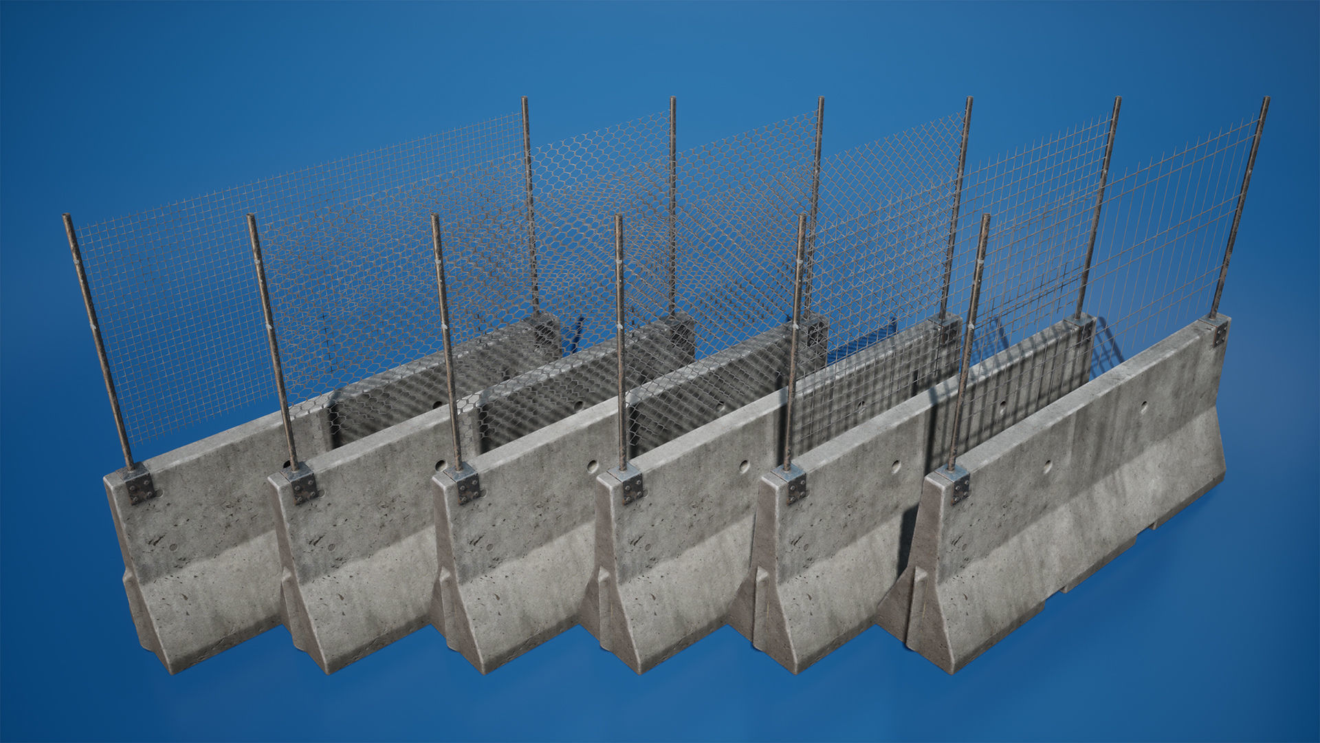 Traffic barriers Low-poly 3D model_5