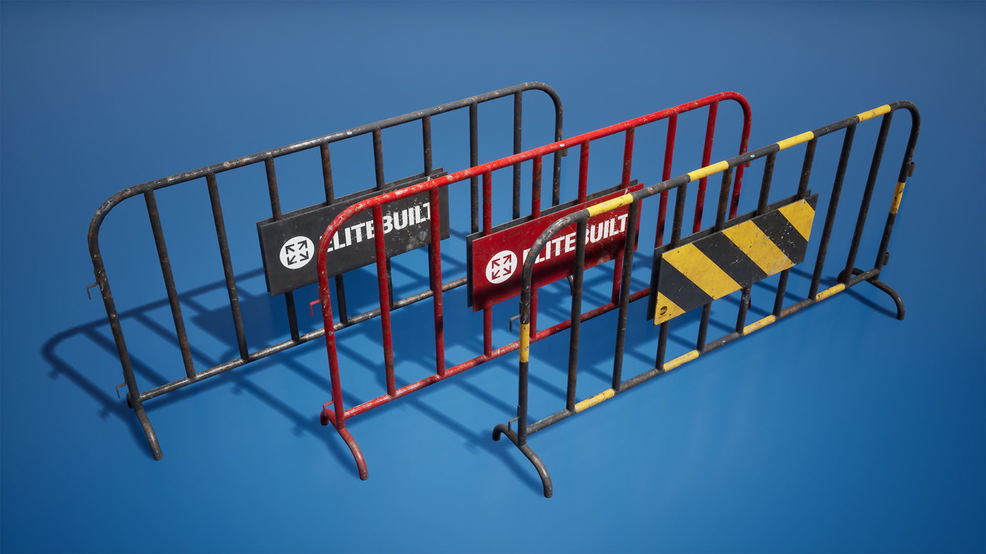 Traffic barriers Low-poly 3D model_7