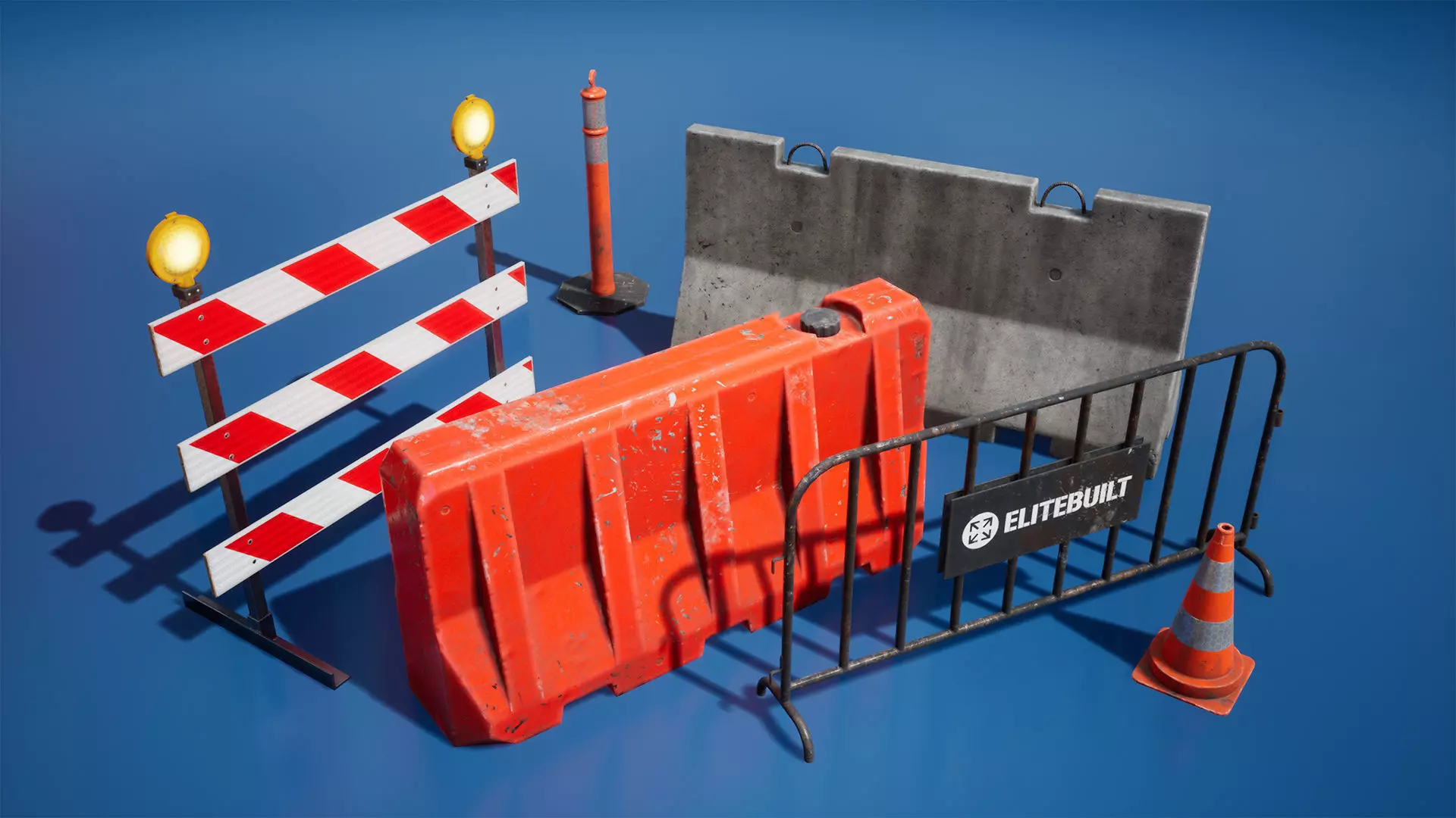 Traffic barriers Low-poly 3D model_0
