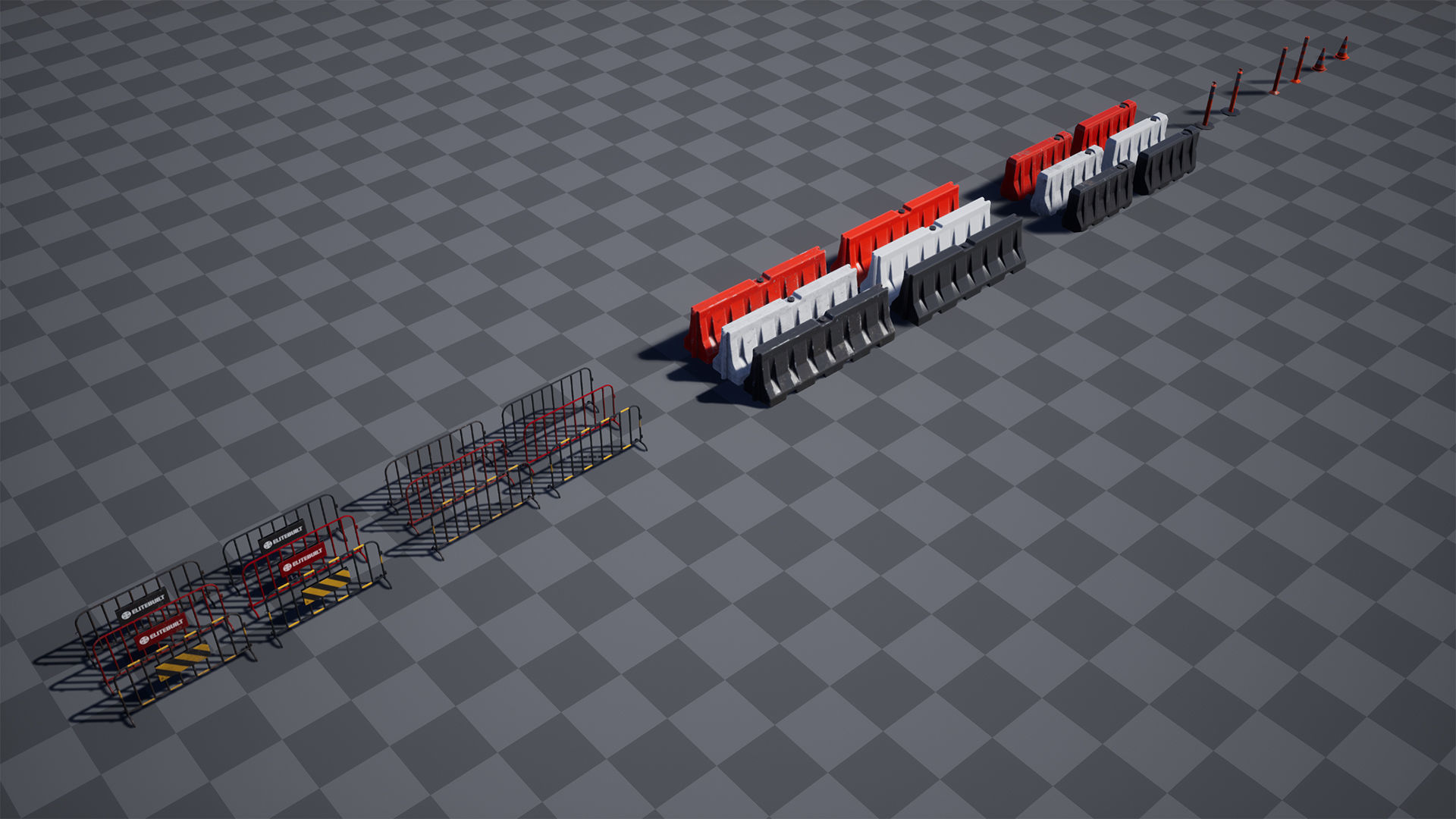 Traffic barriers Low-poly 3D model_20
