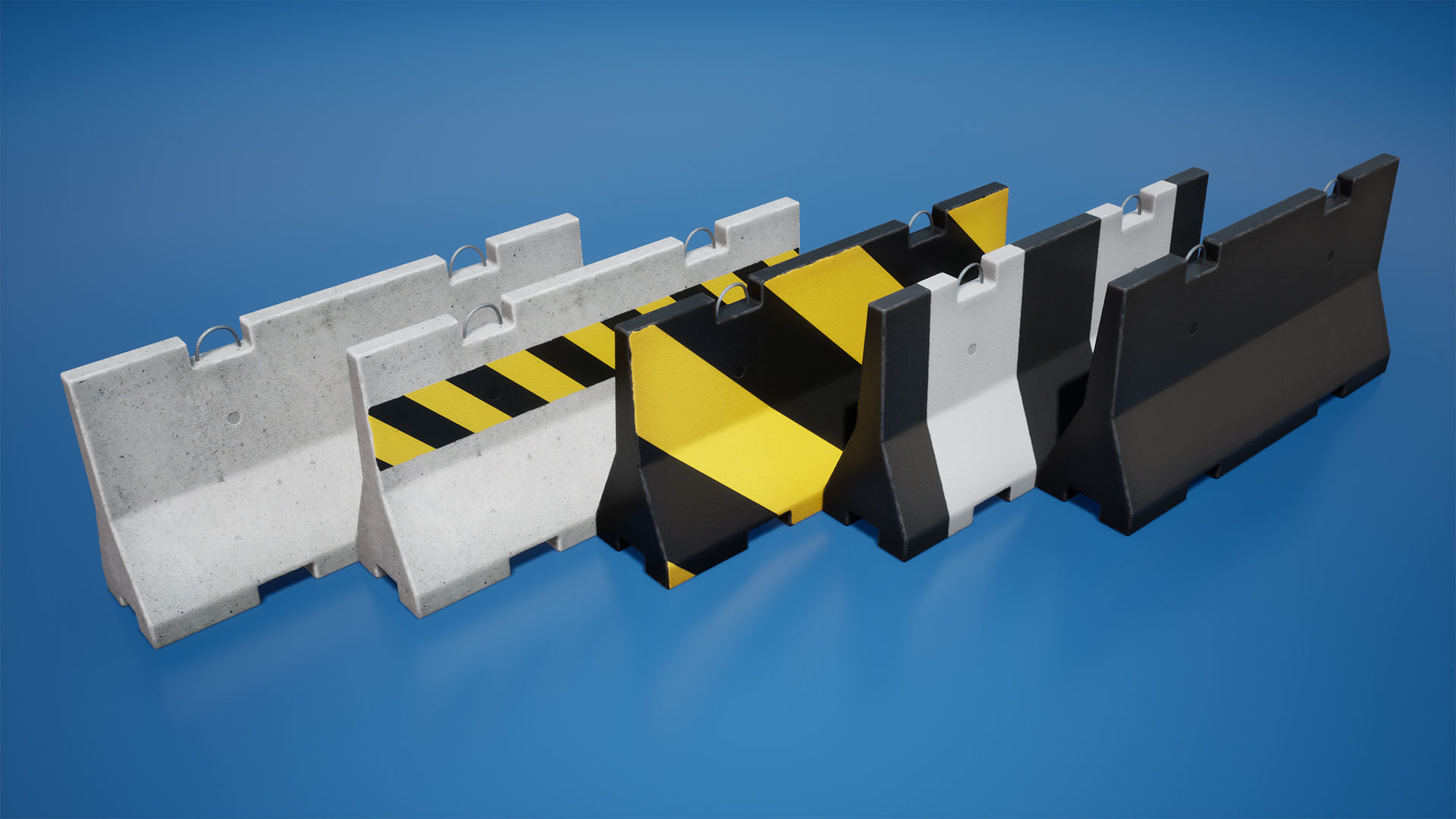 Traffic barriers Low-poly 3D model_4