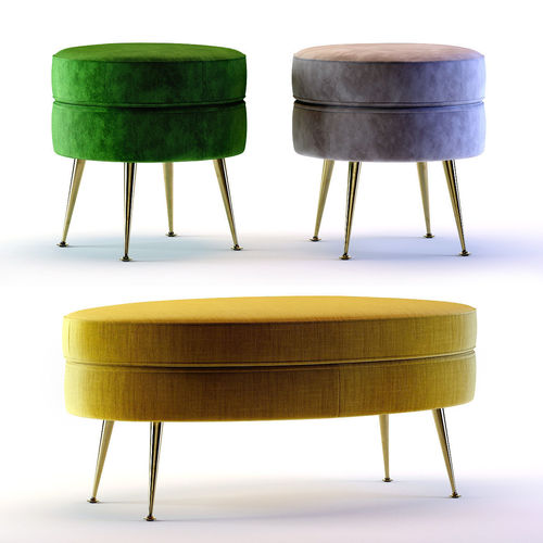 West Elm Pietro Ottomans Low-poly 3D model