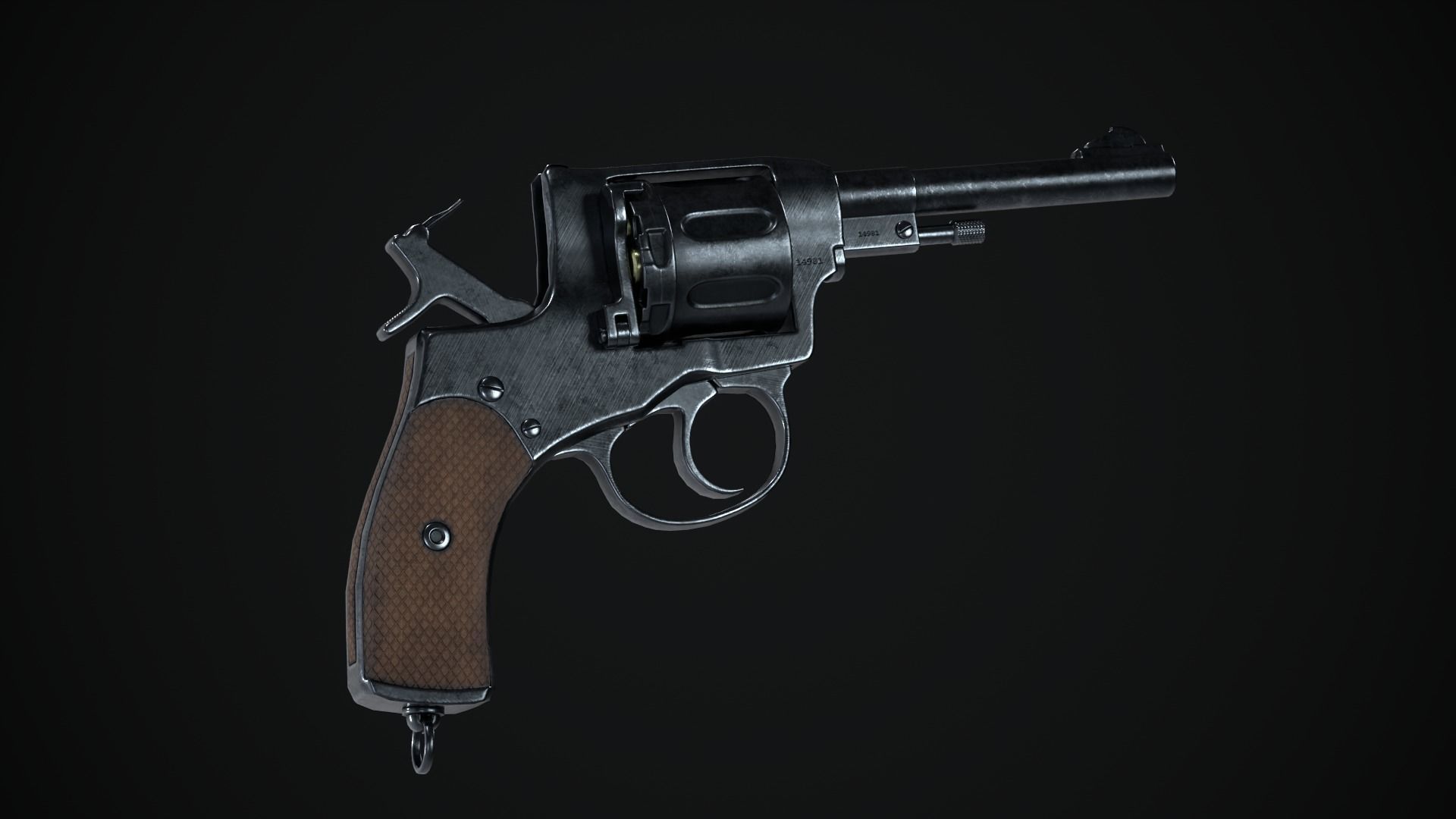 Nagant Revolver Low-poly 3D model_4