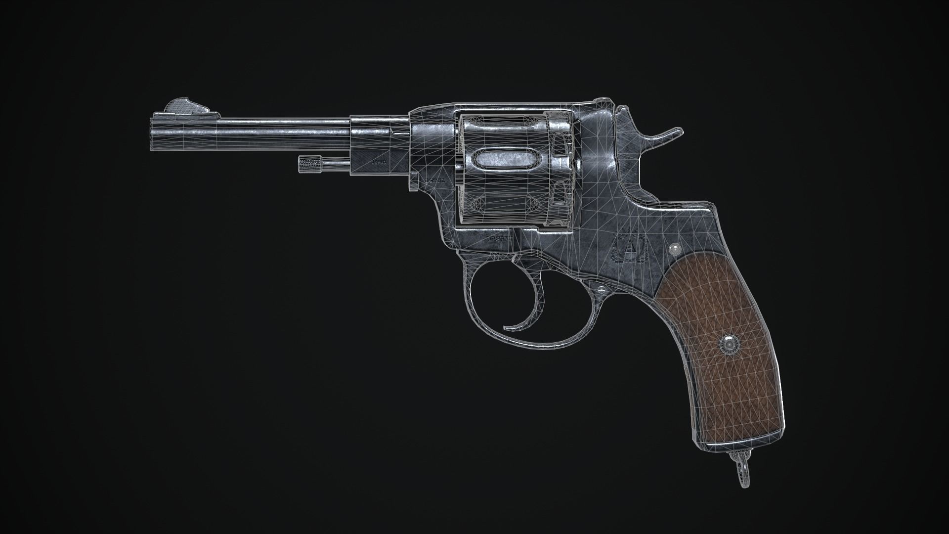 Nagant Revolver Low-poly 3D model_6