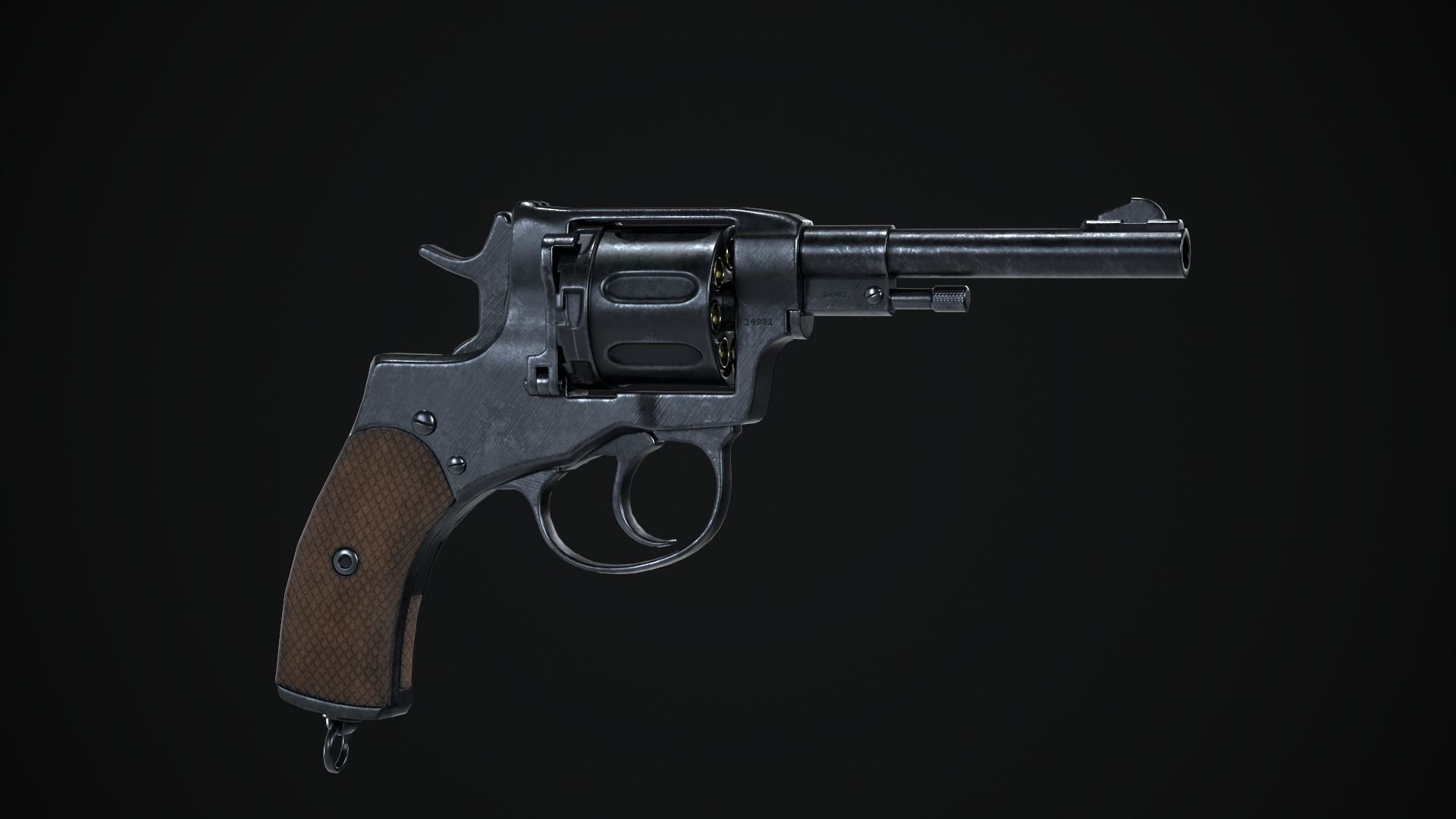 Nagant Revolver Low-poly 3D model_2