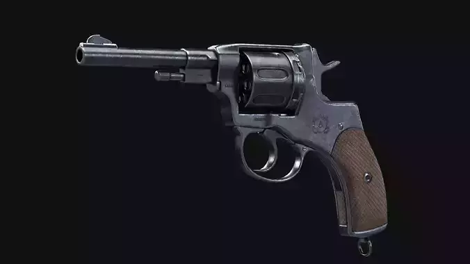 Nagant Revolver Low-poly 3D model
