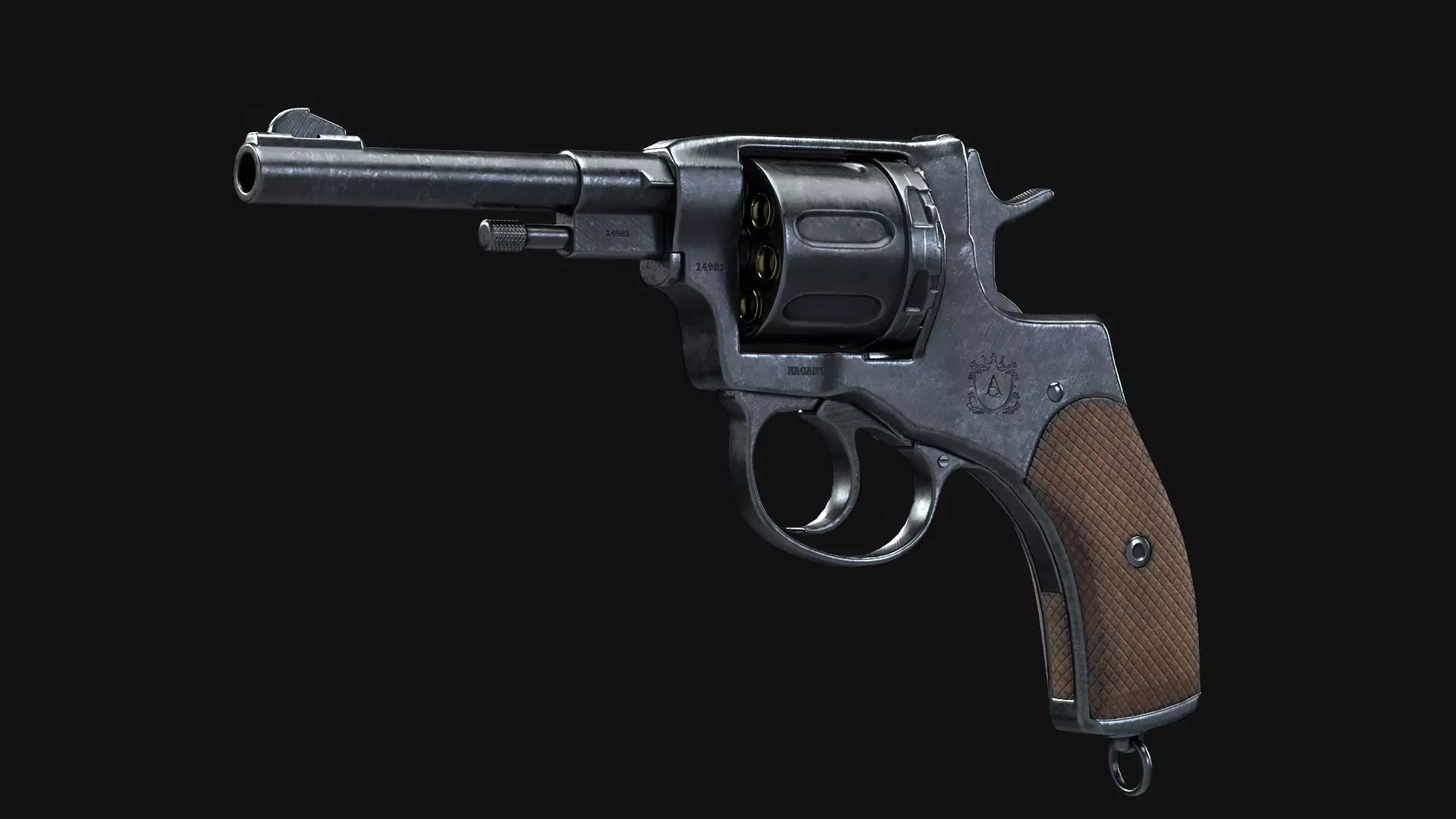 Nagant Revolver Low-poly 3D model_0