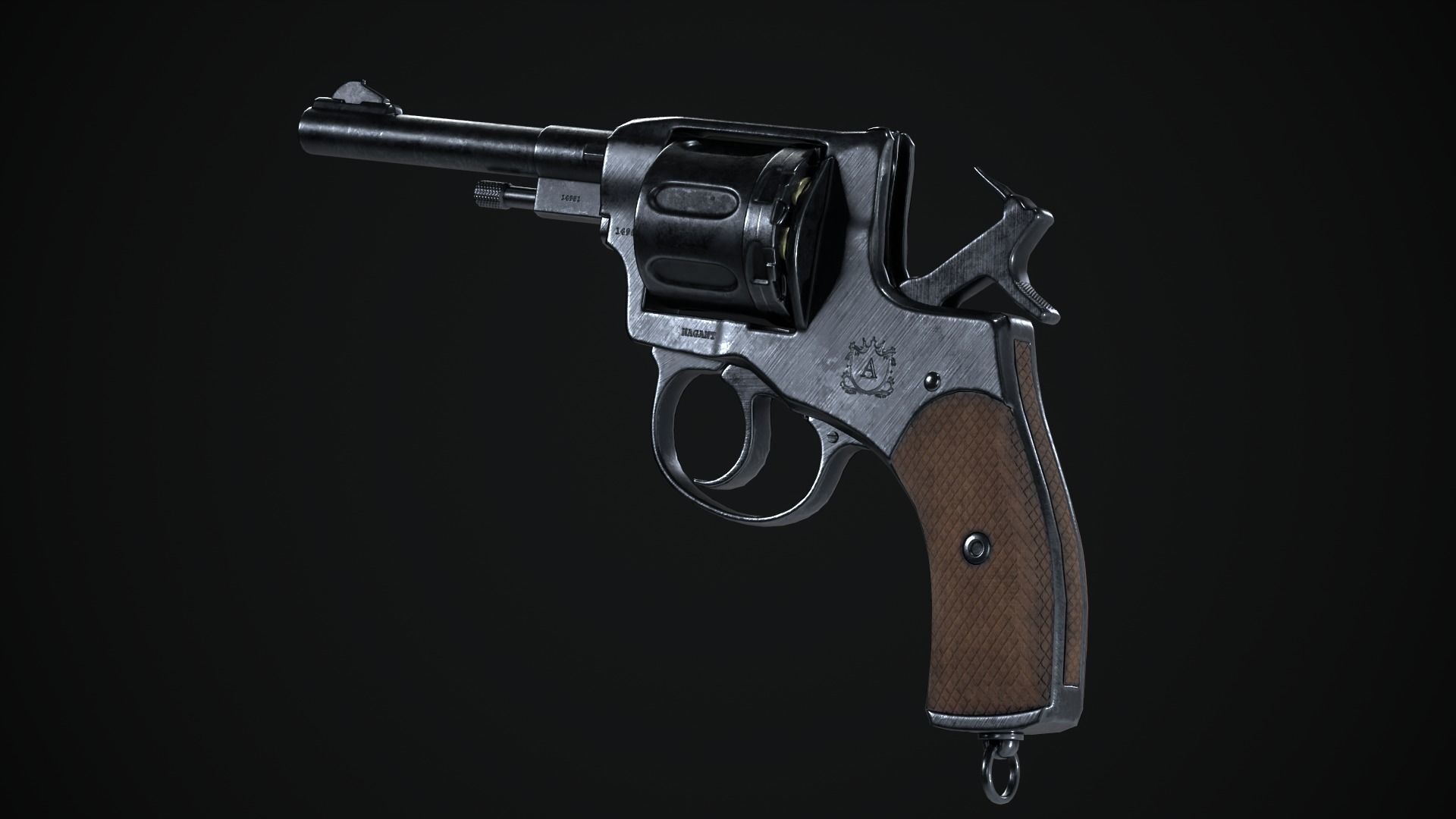 Nagant Revolver Low-poly 3D model_3