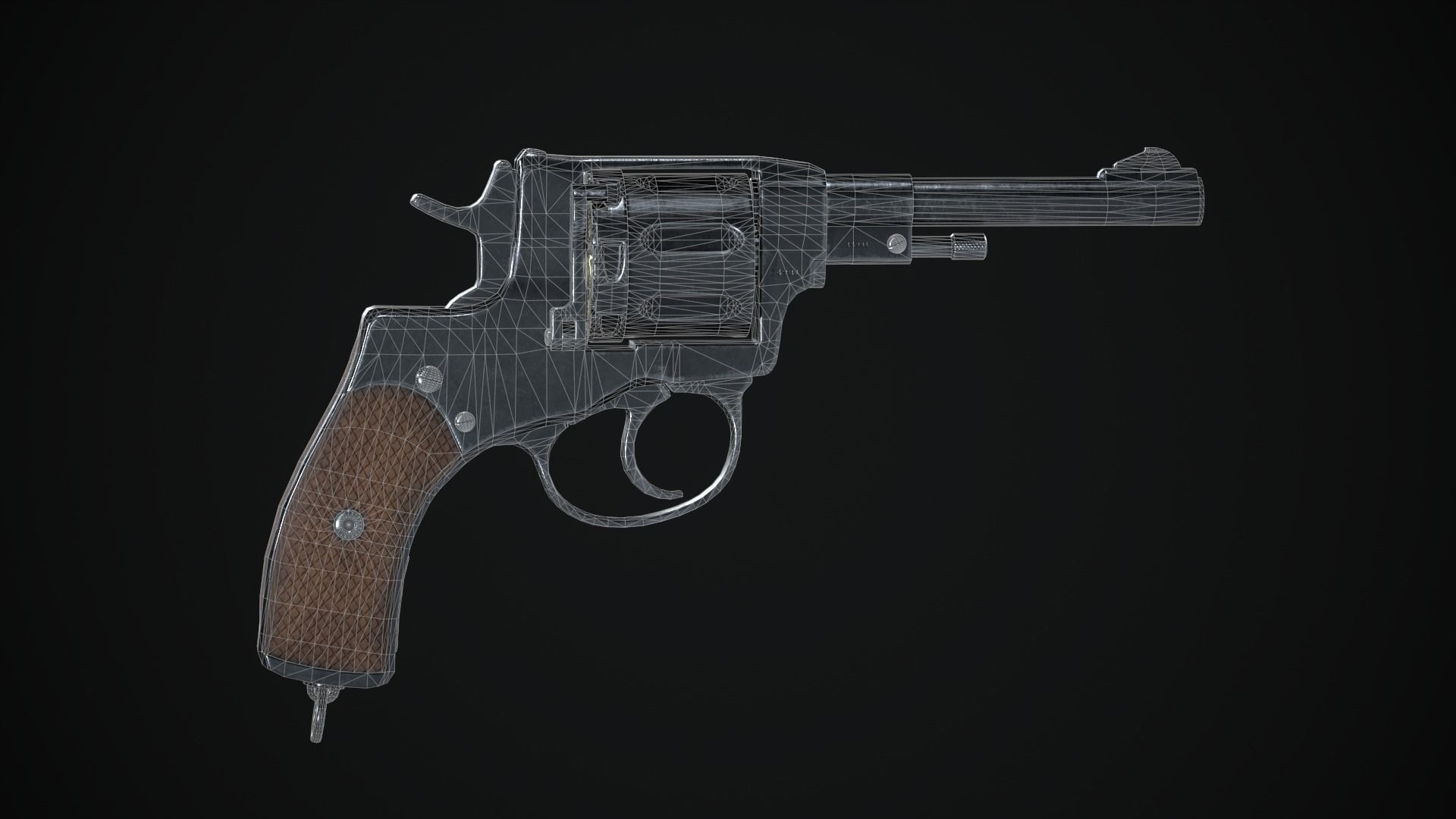 Nagant Revolver Low-poly 3D model_7