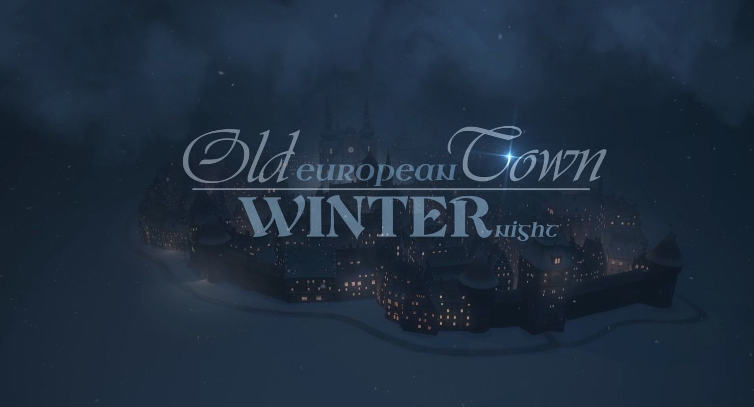 Old European Town Winter Low-poly 3D model_35