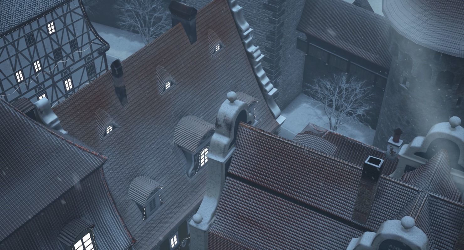 Old European Town Winter Low-poly 3D model_27