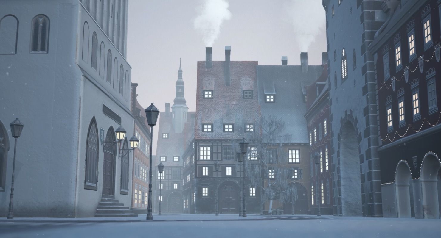 Old European Town Winter Low-poly 3D model_33