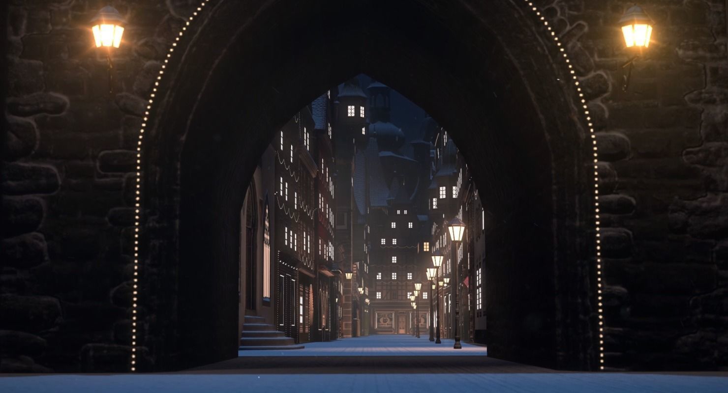 Old European Town Winter Low-poly 3D model_53
