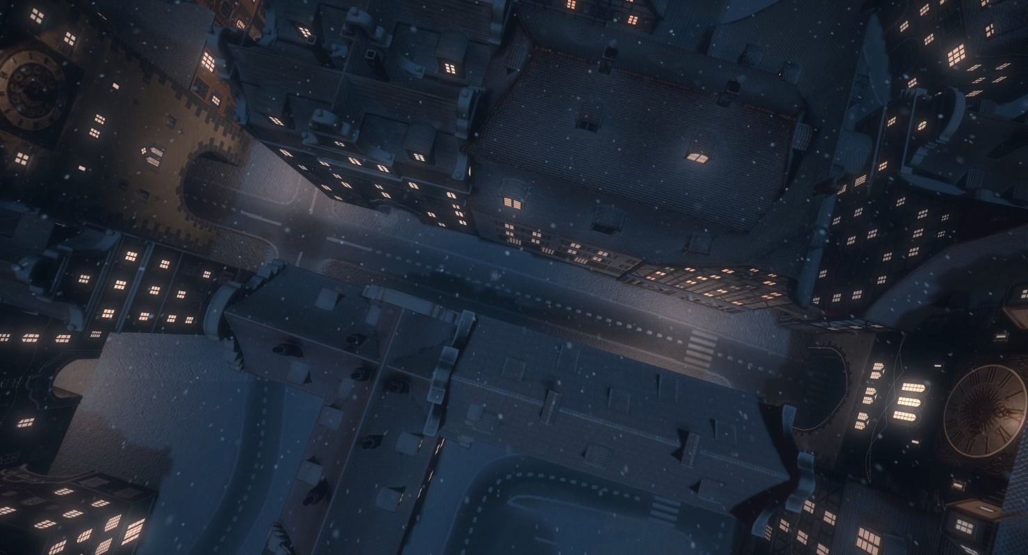 Old European Town Winter Low-poly 3D model_38