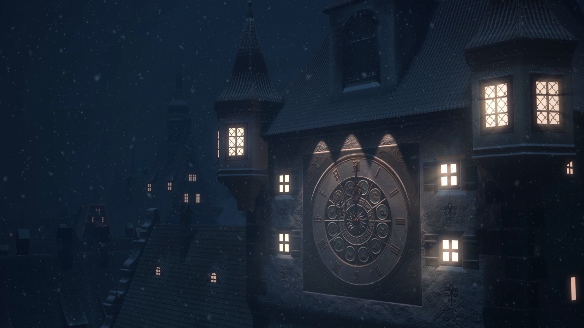 Old European Town Winter Low-poly 3D model_43