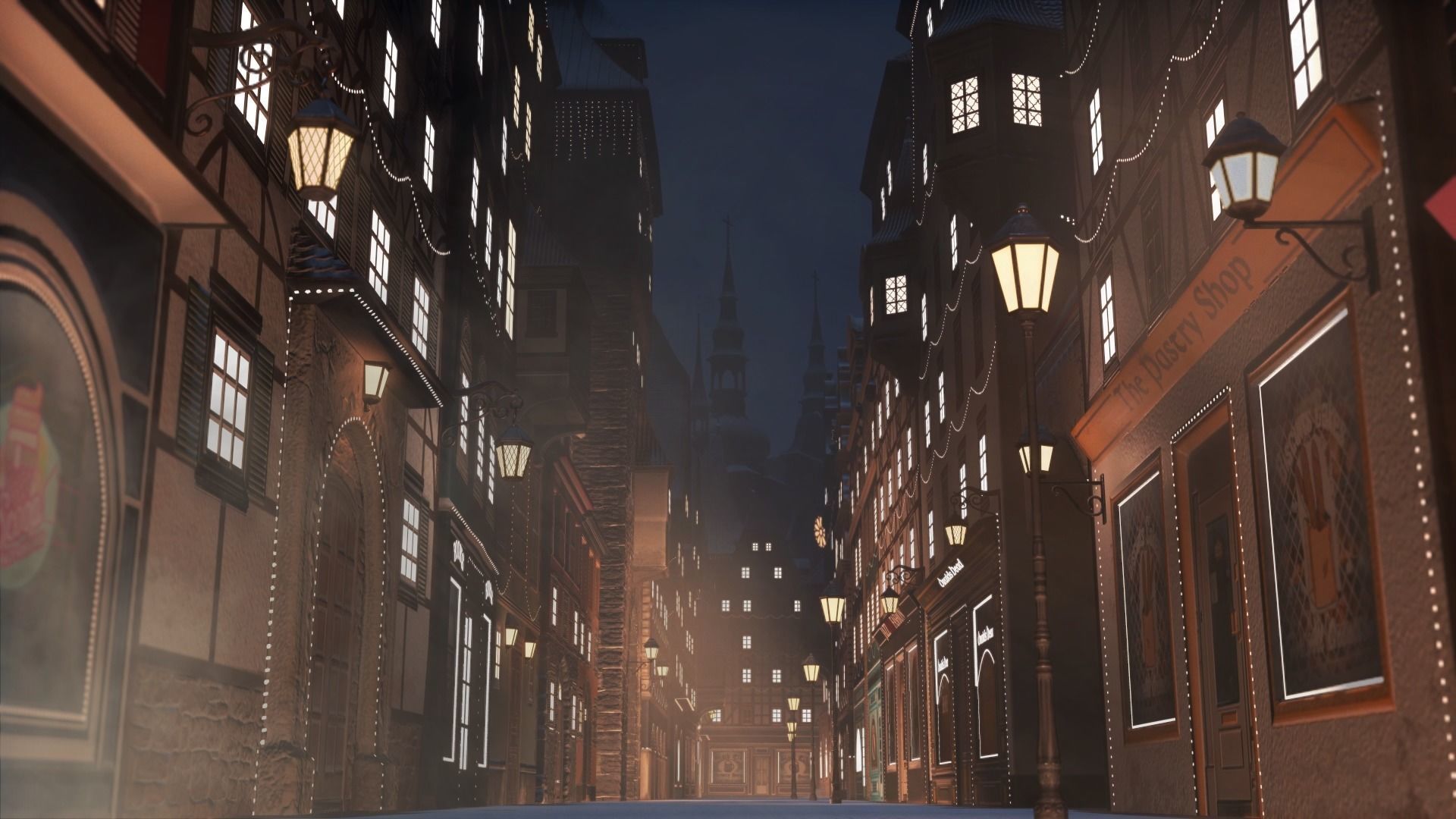 Old European Town Winter Low-poly 3D model_52