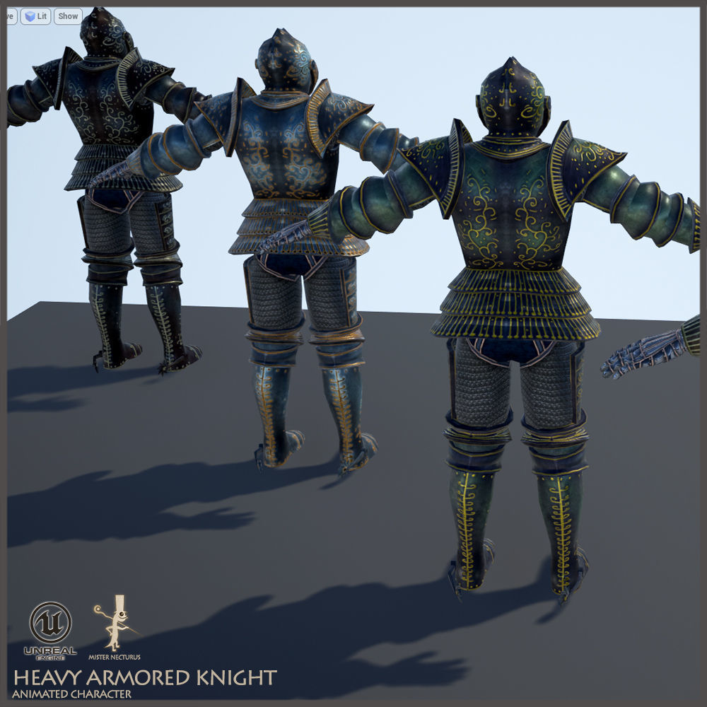 Heavy Armored Knight Low-poly 3D model_14
