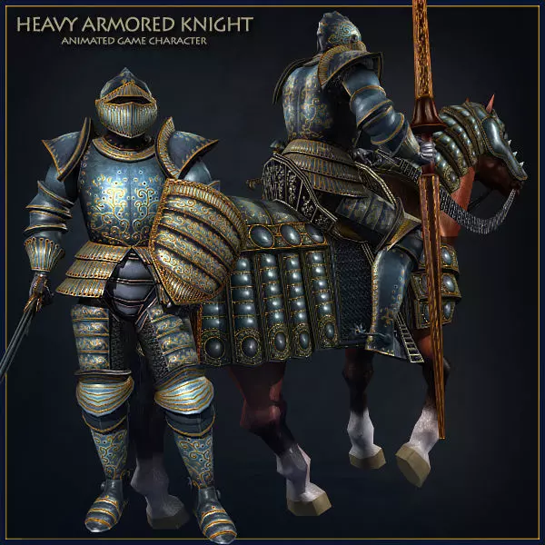 Heavy Armored Knight Low-poly 3D model_0