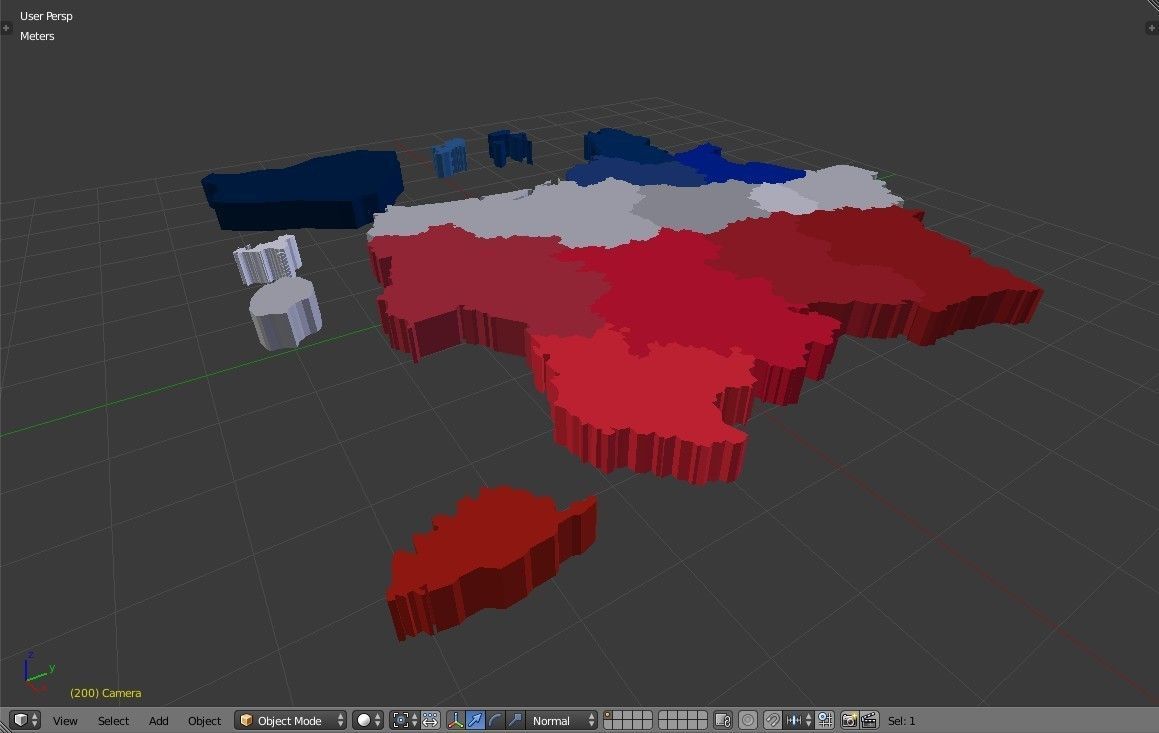 France 3D Map with regions and overseas territories Low-poly 3D model_8