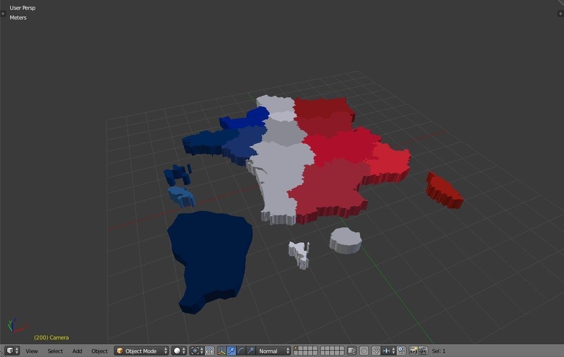 France 3D Map with regions and overseas territories Low-poly 3D model_5