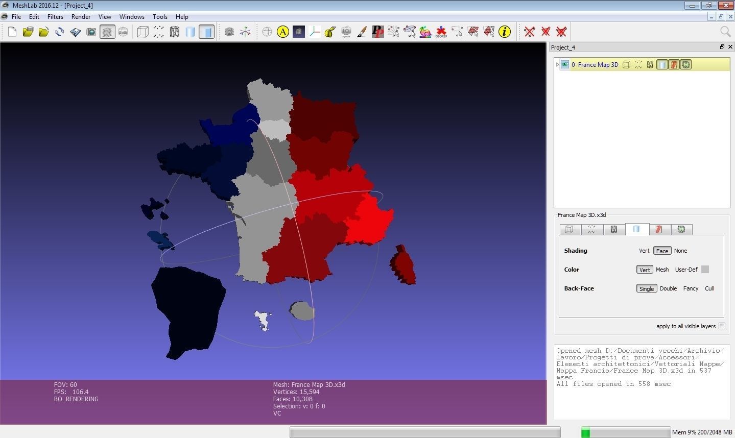 France 3D Map with regions and overseas territories Low-poly 3D model_14