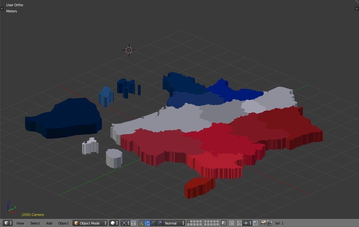 France 3D Map with regions and overseas territories Low-poly 3D model_6