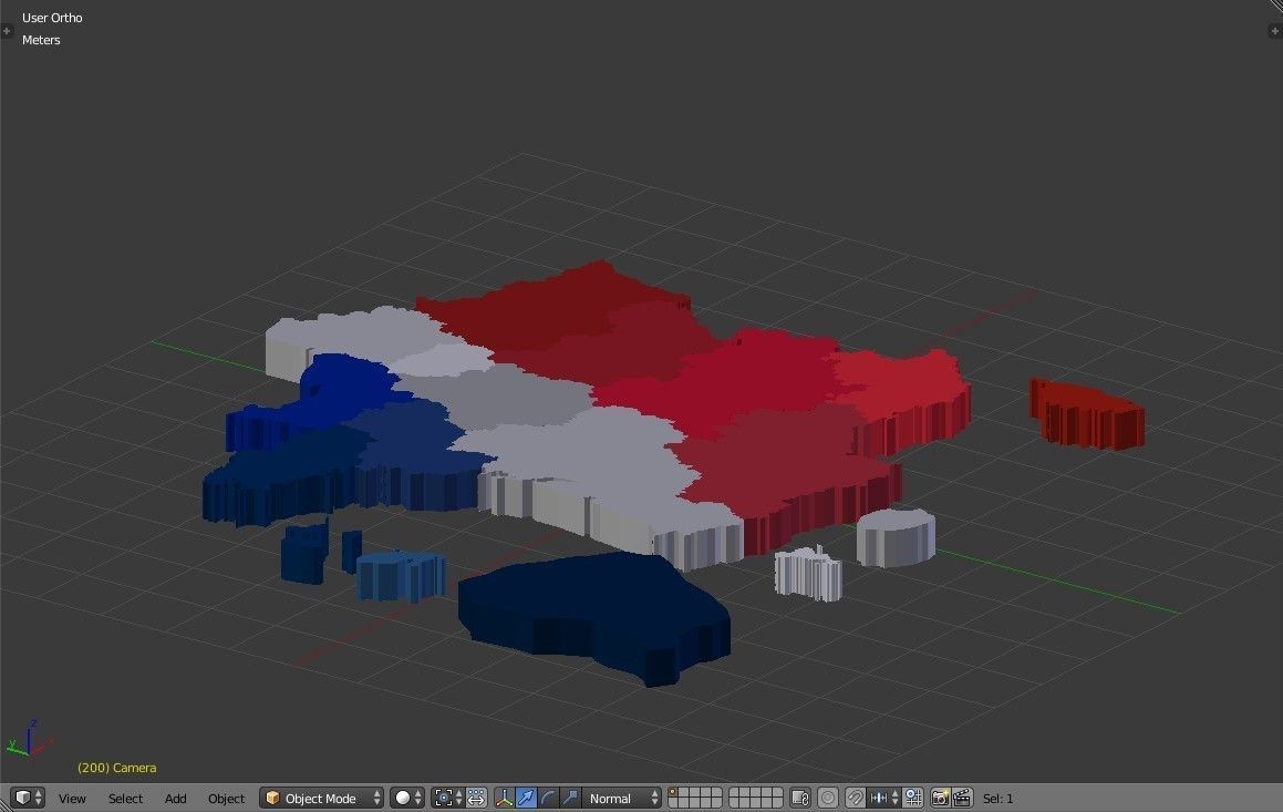 France 3D Map with regions and overseas territories Low-poly 3D model_7