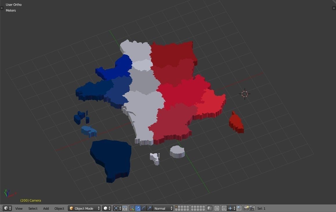 France 3D Map with regions and overseas territories Low-poly 3D model_13