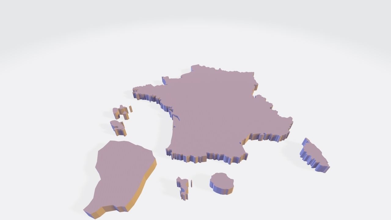 France 3D Map with regions and overseas territories Low-poly 3D model_17