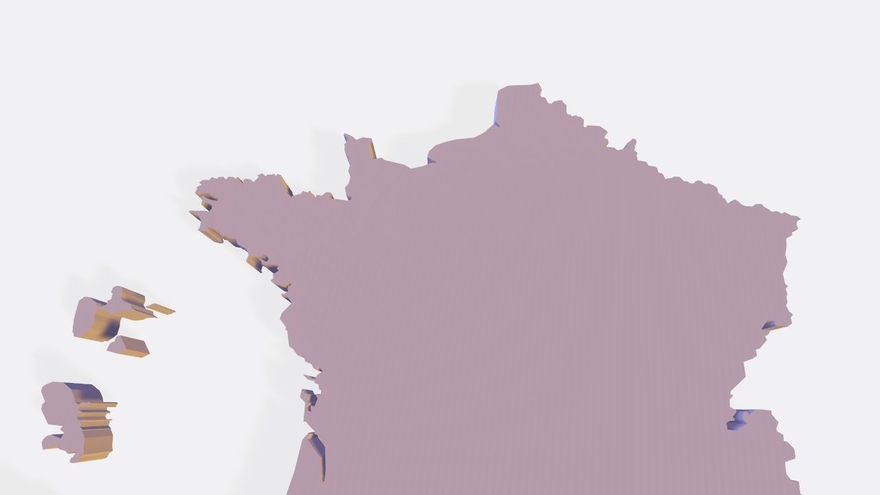 France 3D Map with regions and overseas territories Low-poly 3D model_19