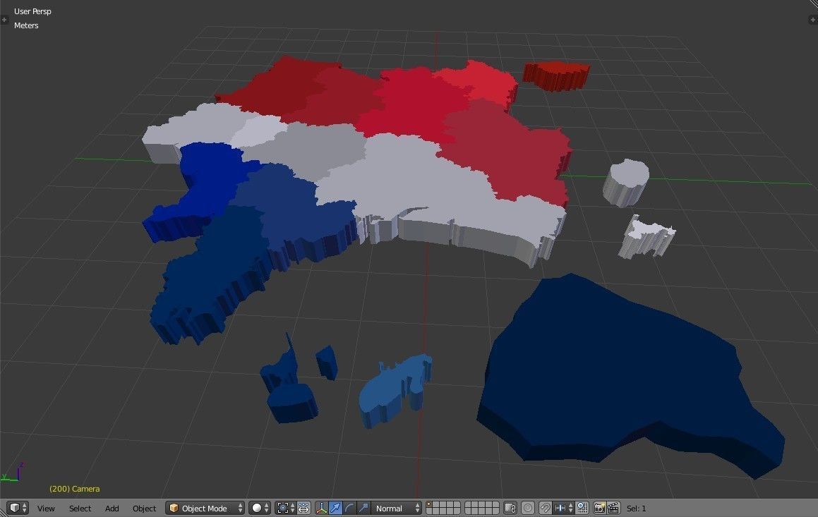 France 3D Map with regions and overseas territories Low-poly 3D model_9