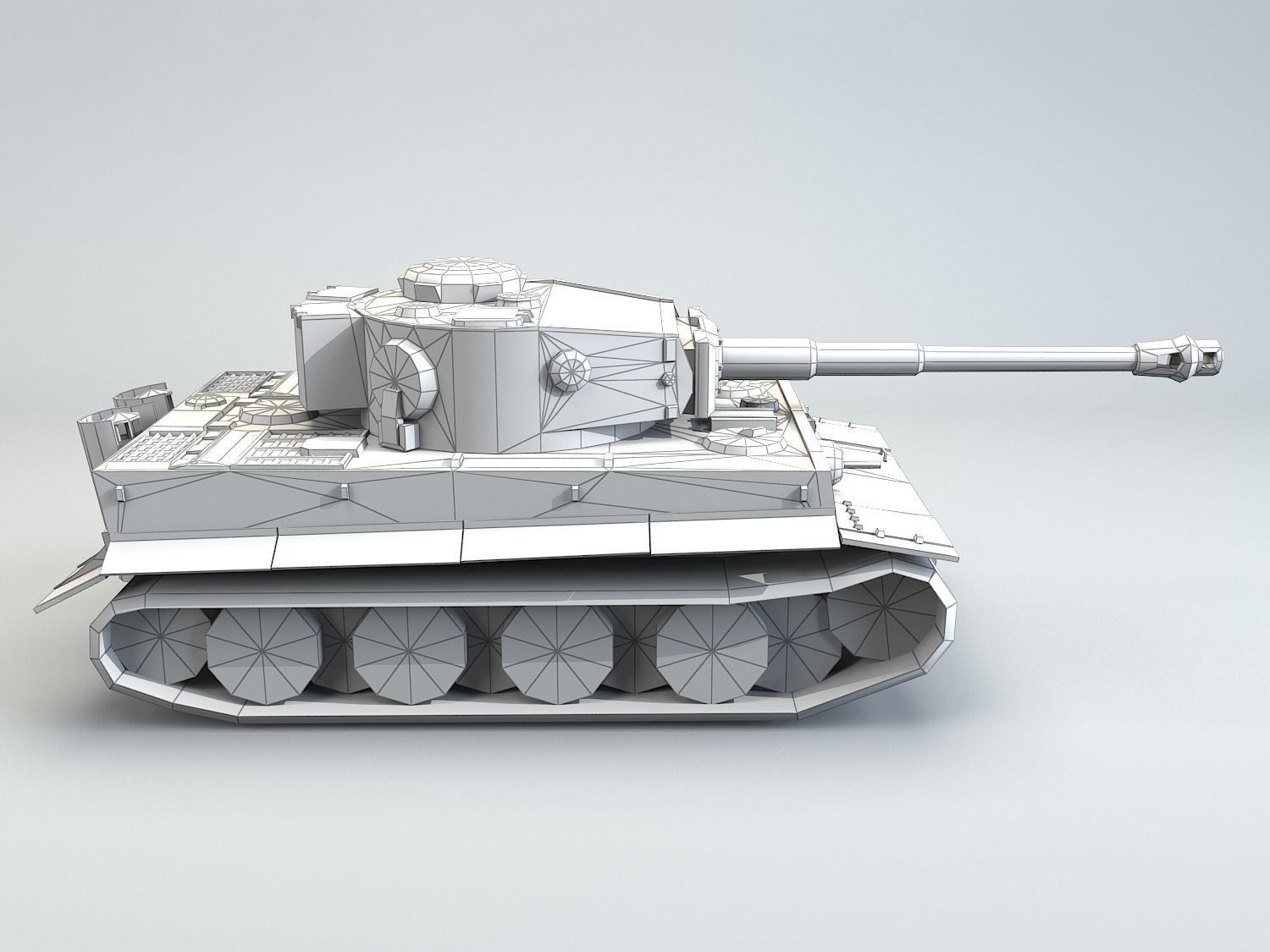 Low Poly Tiger Ausf E heavy tank Low-poly 3D model_12