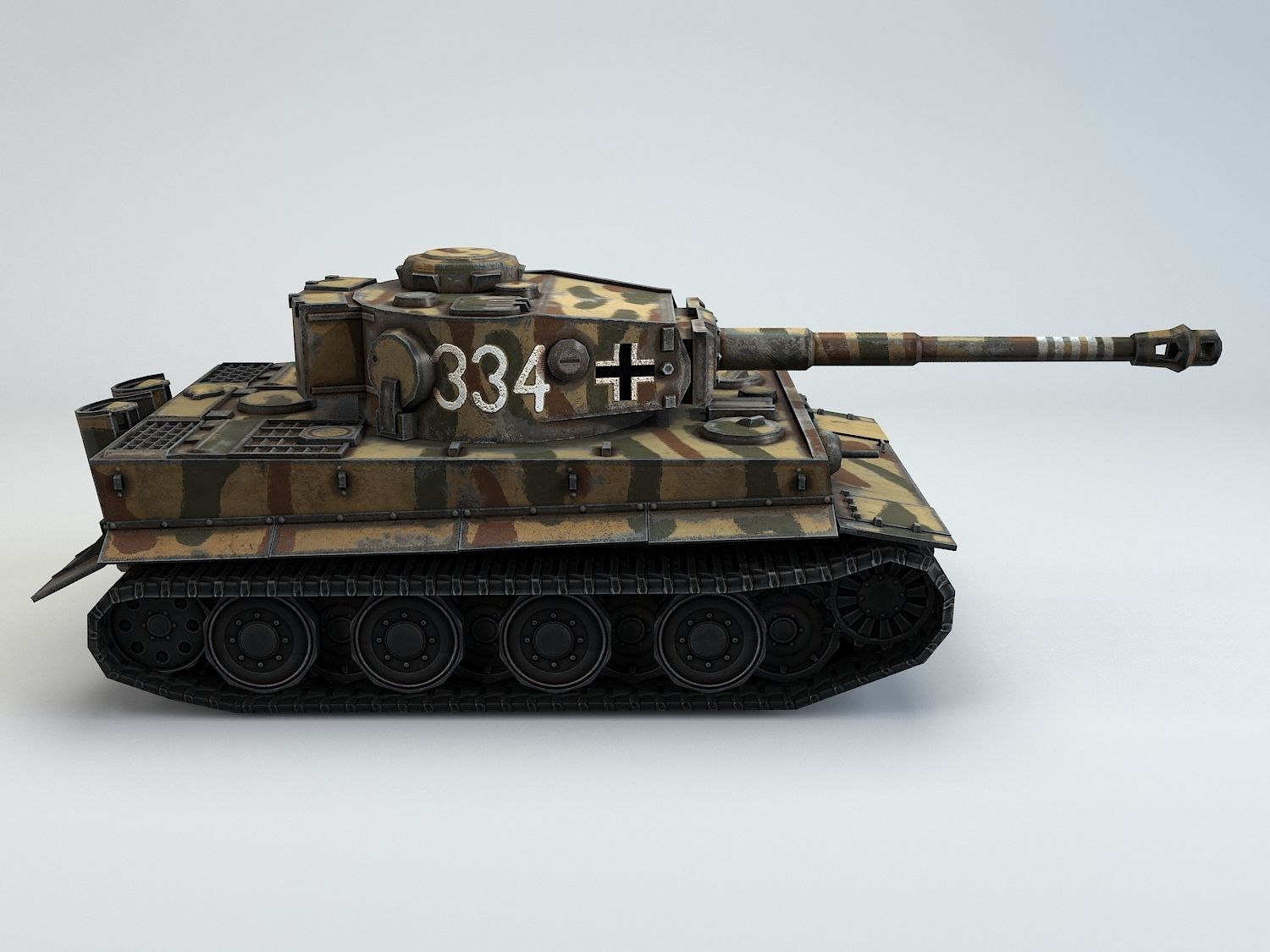Low Poly Tiger Ausf E heavy tank Low-poly 3D model_2