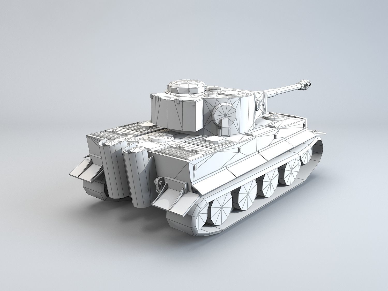 Low Poly Tiger Ausf E heavy tank Low-poly 3D model_10