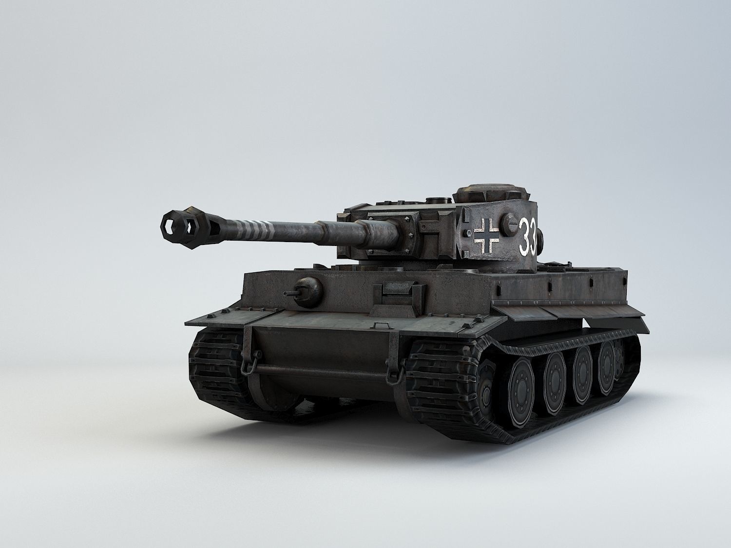 Low Poly Tiger Ausf E heavy tank Low-poly 3D model_15