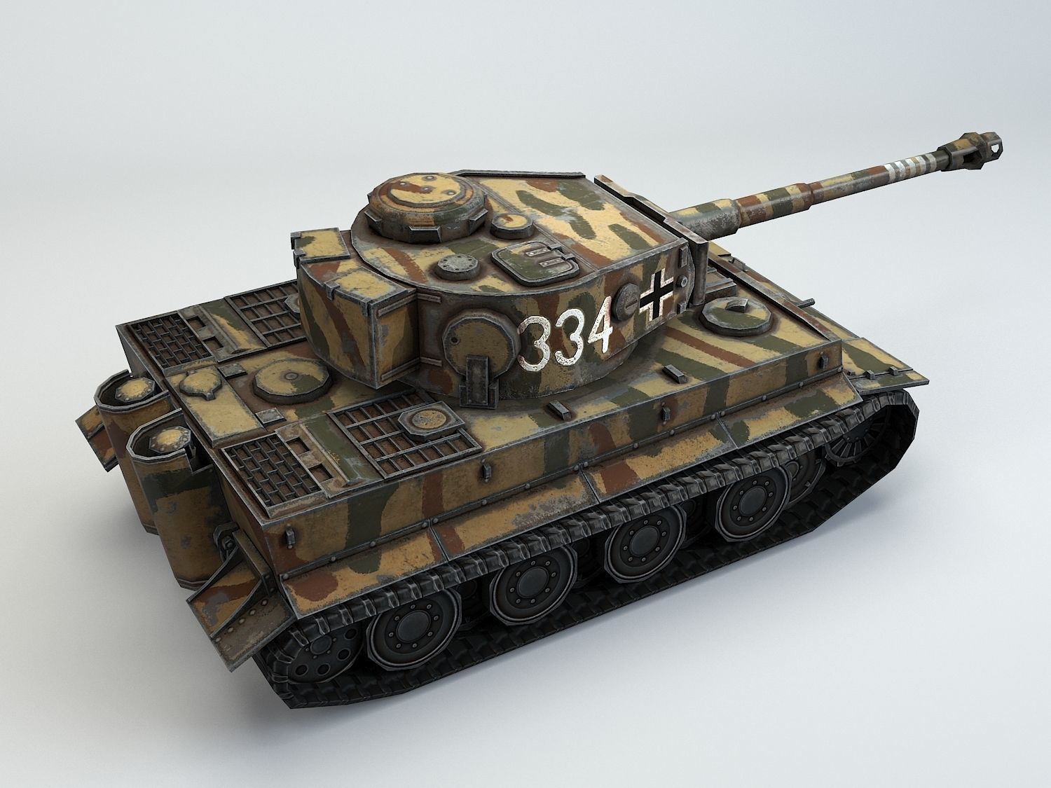 Low Poly Tiger Ausf E heavy tank Low-poly 3D model_1