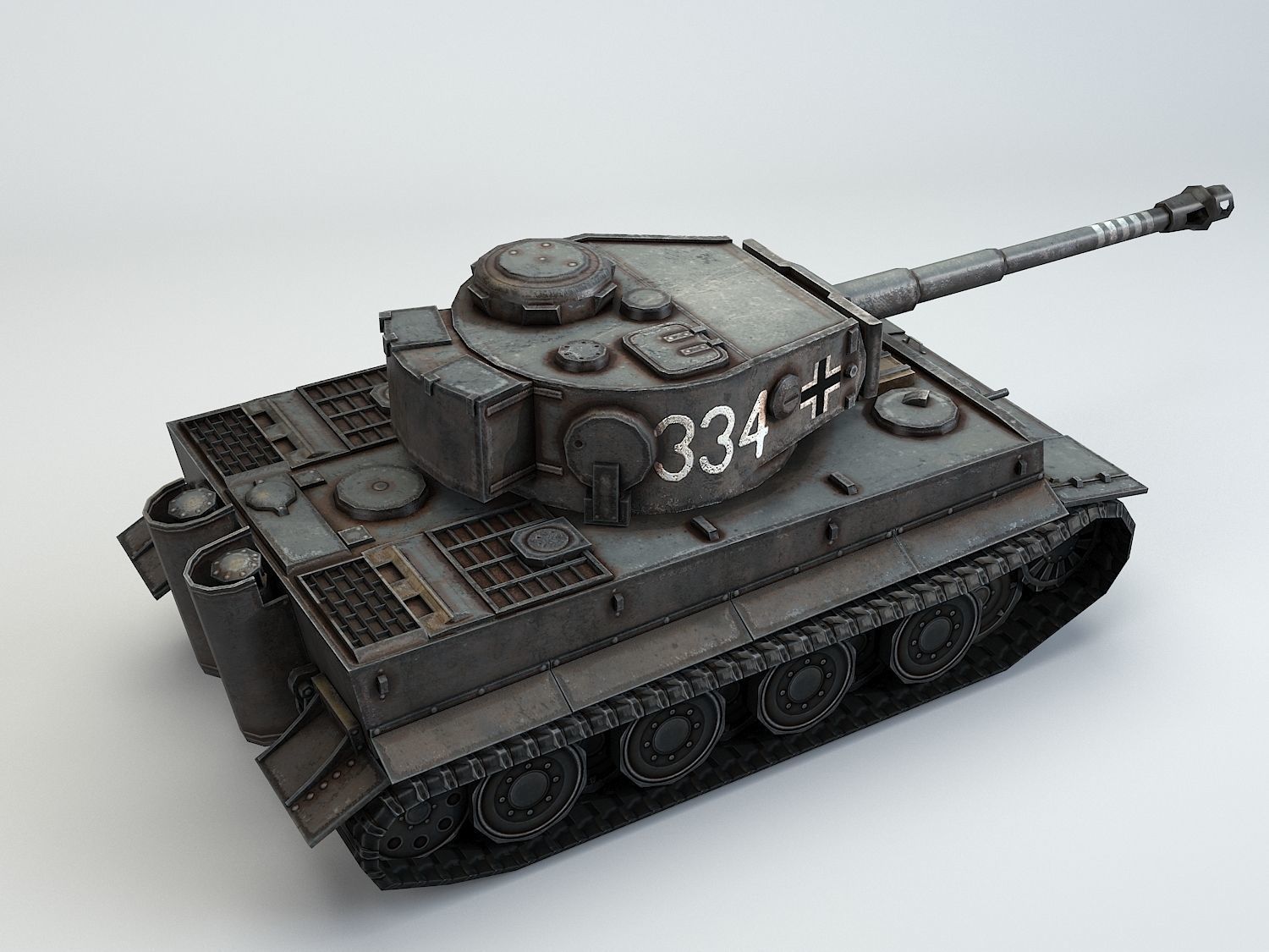 Low Poly Tiger Ausf E heavy tank Low-poly 3D model_3