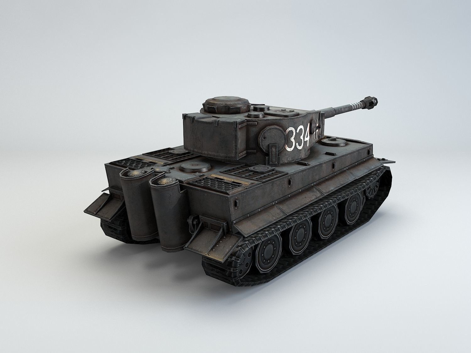 Low Poly Tiger Ausf E heavy tank Low-poly 3D model_9