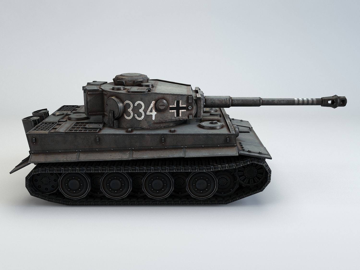 Low Poly Tiger Ausf E heavy tank Low-poly 3D model_11