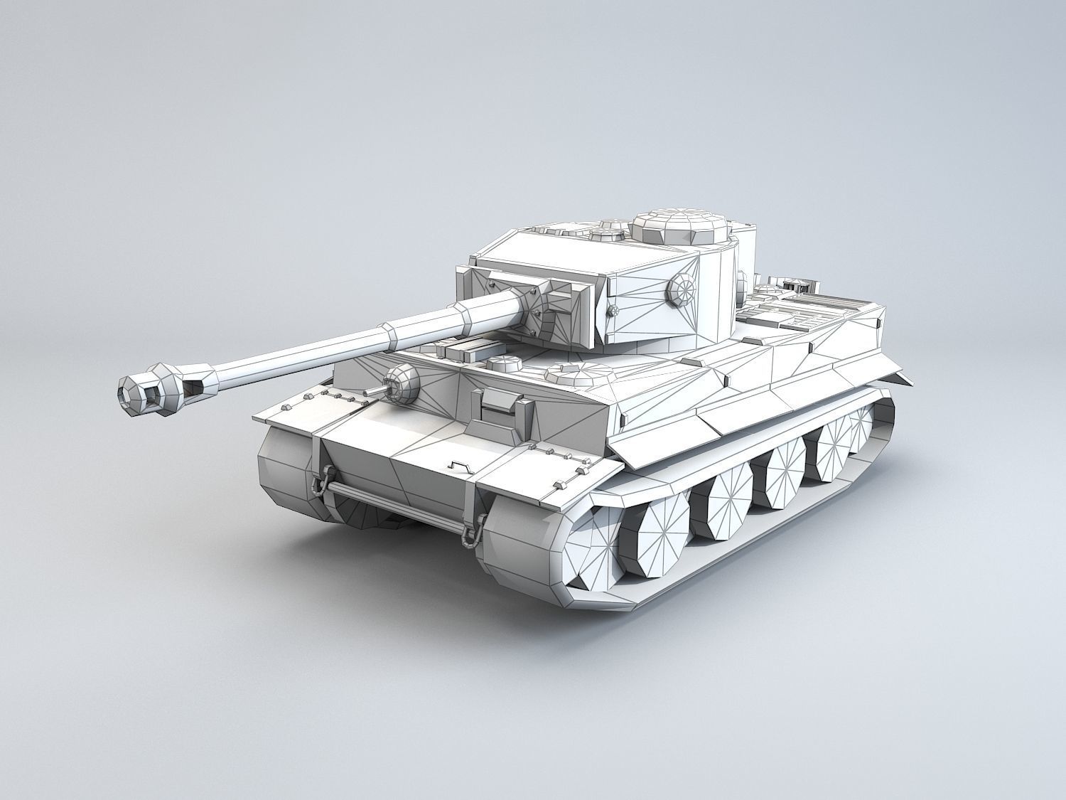 Low Poly Tiger Ausf E heavy tank Low-poly 3D model_6