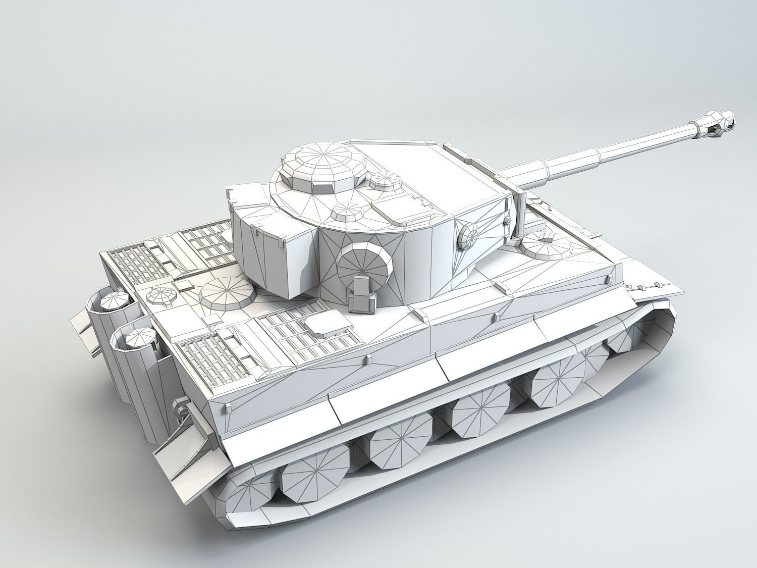 Low Poly Tiger Ausf E heavy tank Low-poly 3D model_4