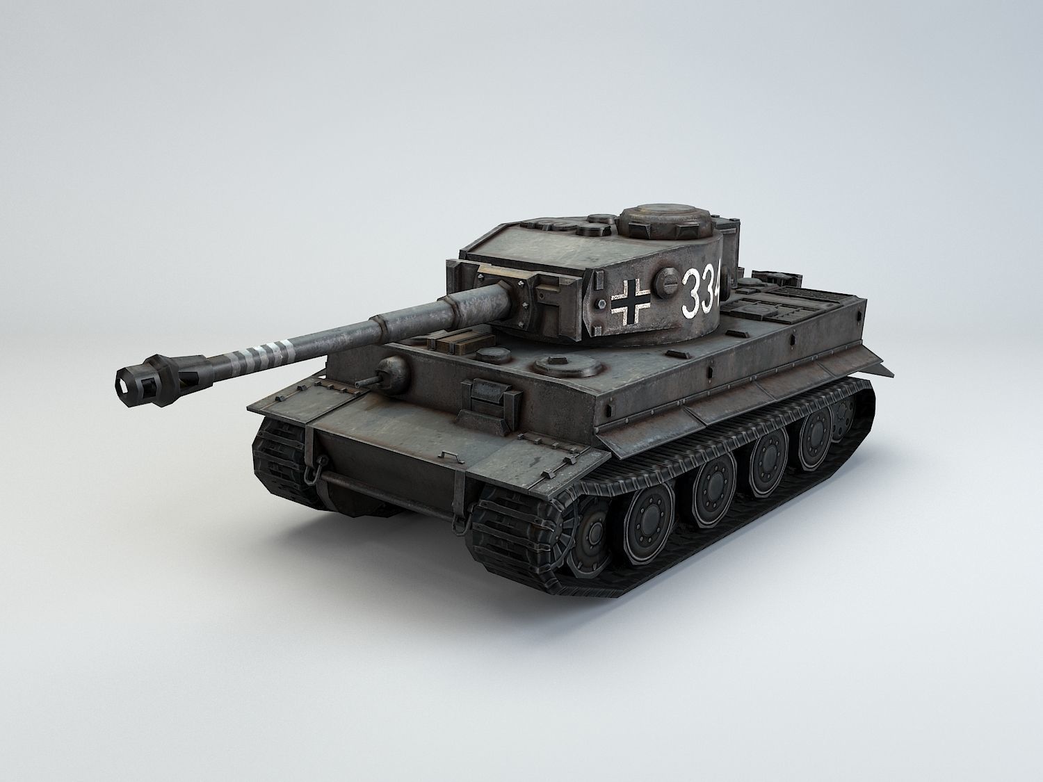 Low Poly Tiger Ausf E heavy tank Low-poly 3D model_5