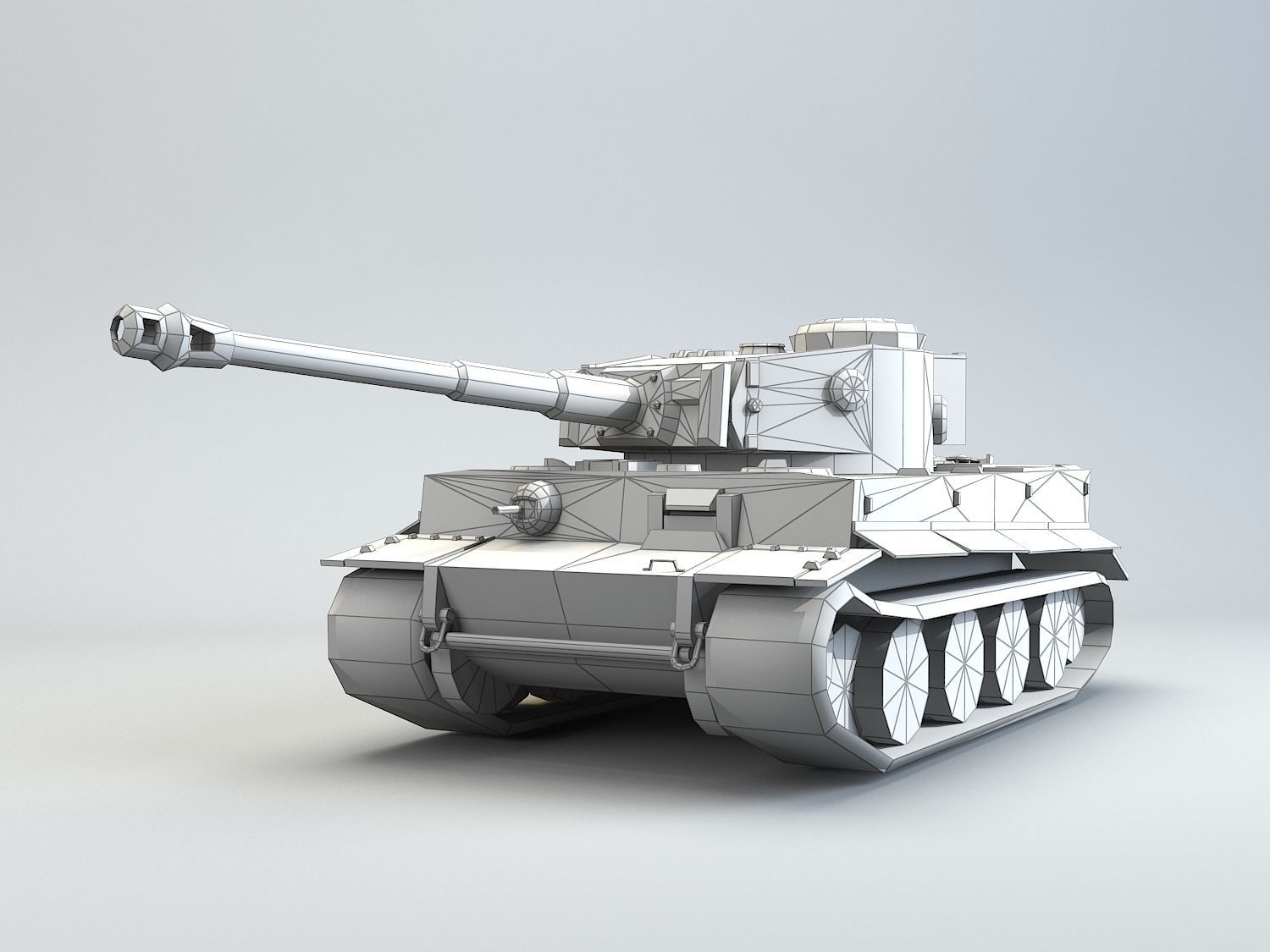 Low Poly Tiger Ausf E heavy tank Low-poly 3D model_14