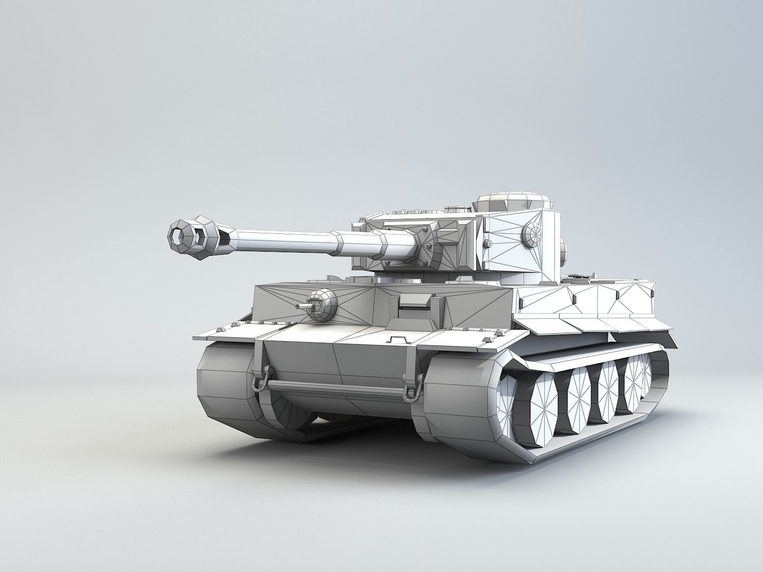 Low Poly Tiger Ausf E heavy tank Low-poly 3D model_16