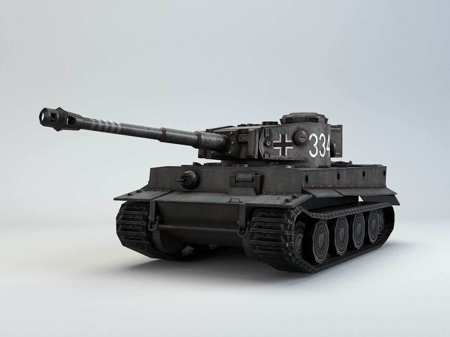Low Poly Tiger Ausf E heavy tank Low-poly 3D model_13
